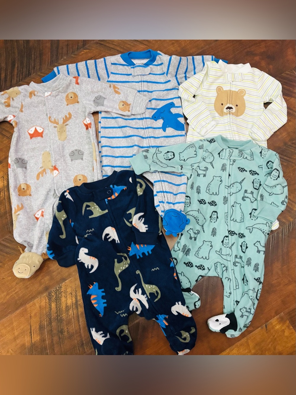 FIVE (5) NEWBORN NWOT SLEEPERS (READ DESCRIPTION)